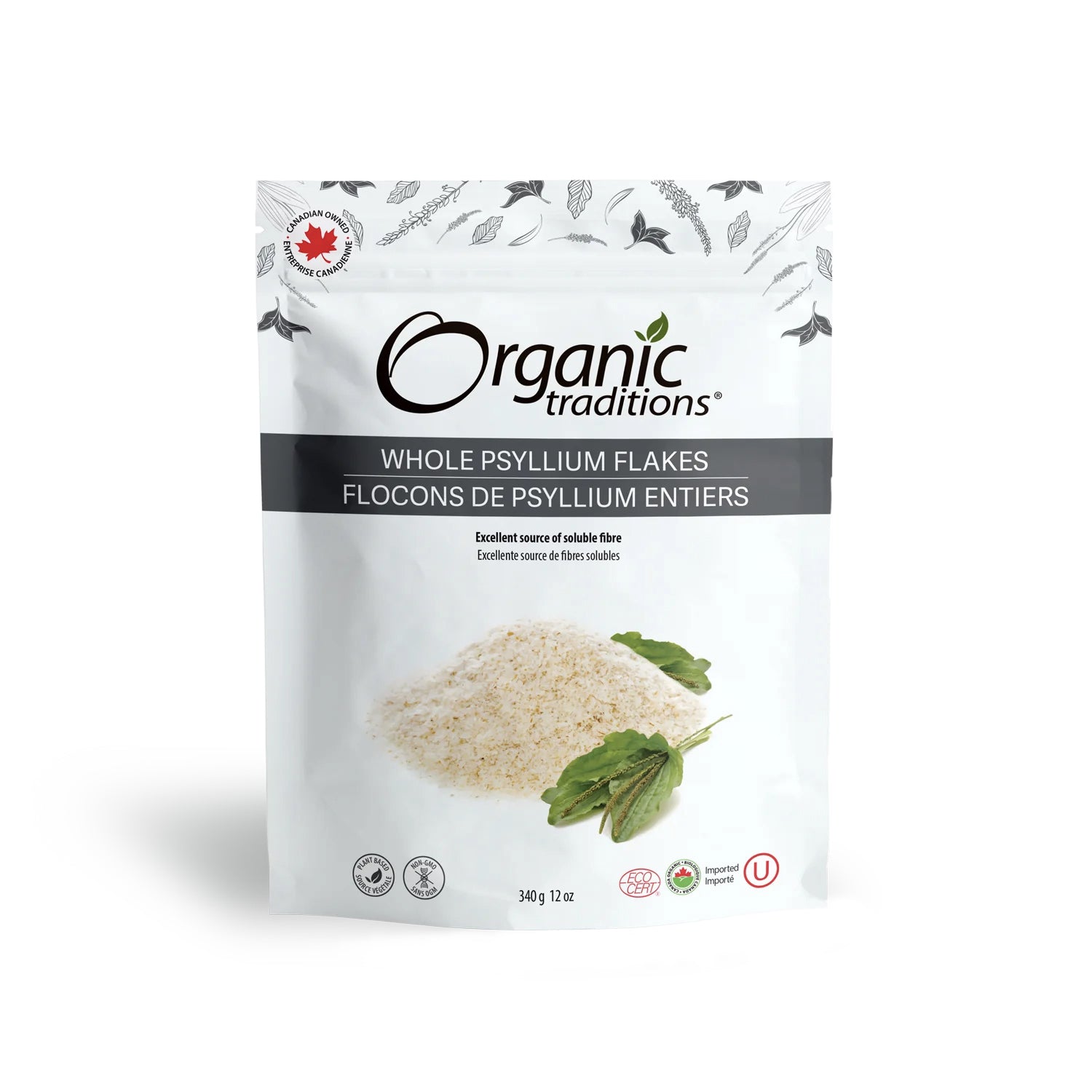 Flocons de Psyllium entiers biologiques - Organic Traditions - 340g